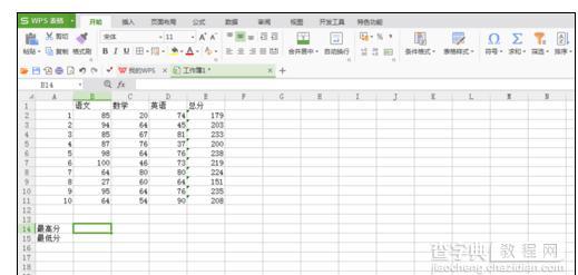 wps表格如何求出总分3