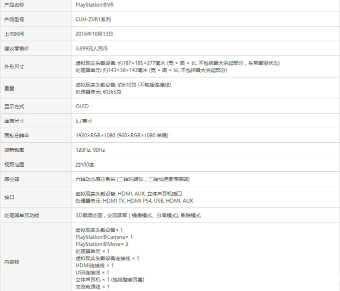 国行版PS VR价格多少4