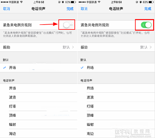 iOS10怎么开启紧急来电例外规则2