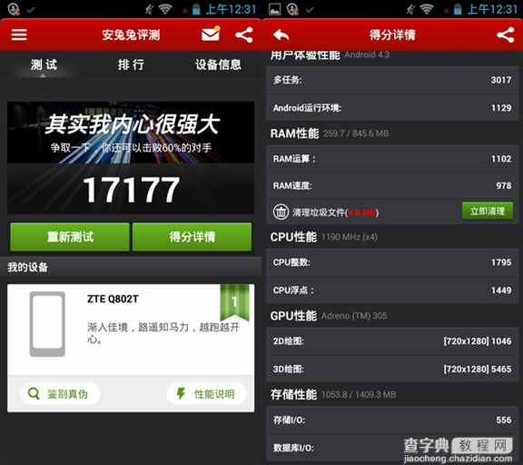 中兴大Q跑分多少 中兴大Q手机安兔兔跑分成绩公布2