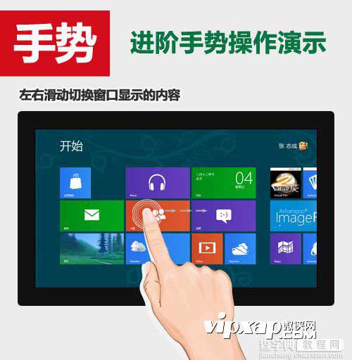 win8平板电脑有哪些手势？如何不使用鼠标操控平板电脑2