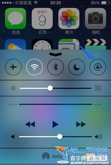 苹果iPhone5s怎么让屏幕不旋转？苹果iPhone5s ios7关闭屏幕旋转的方法2