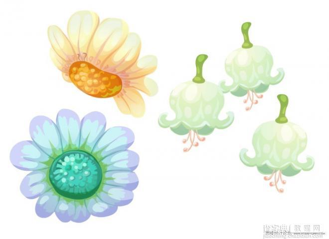 Flash矢量插图教程：绘制绿色的小龙与花的插画场景5