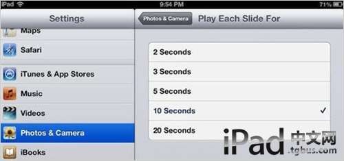 iPad mini照片幻灯片播放速度为三秒钟有些快如何调整慢些3
