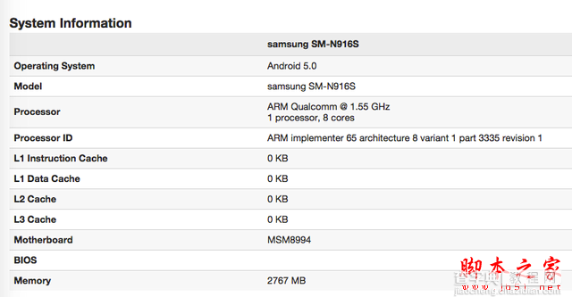 64位八核 骁龙810版三星Note 4跑分曝光1