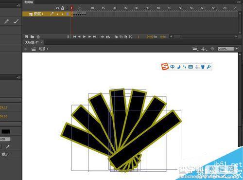 flash制作扇子张开收合的gif动画效果9