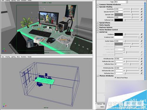 Maya Mentalray渲染出超逼真的办公桌2