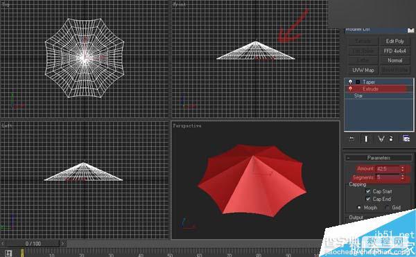 3DSMAX制作一把粉色雨伞顶部建模8