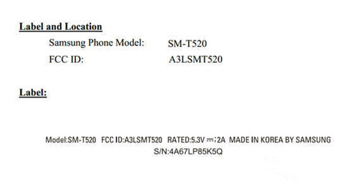 三星SM-T520平板电脑现身FCC数据库1