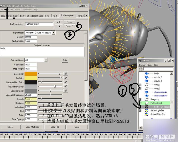 MAYA FUR制作超逼真的蜜蜂体毛3