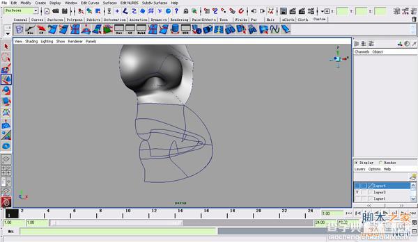 maya nurbs制作高精度生物模型——人物头部模型详解12