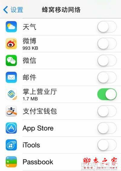 如何禁止iPhone内的App应用使用蜂窝网络？3