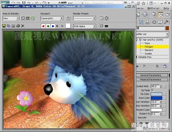 3dmax 2011 Hair and Fur修改器设置毛发效果17