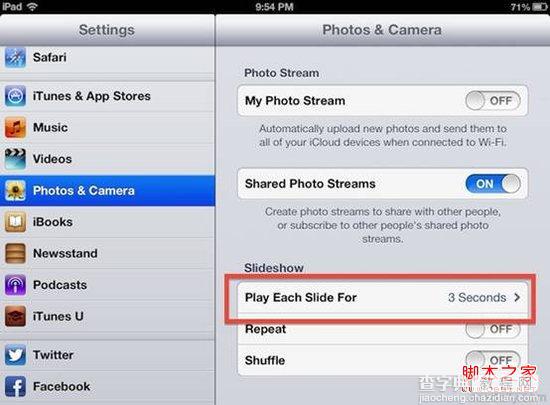 如何在iPad中调整照片幻灯片播放速度技巧图解2