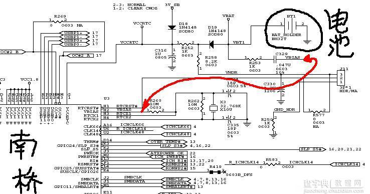 极具代表性的主板电池,cmos及南桥周边电原理图(附说明)3