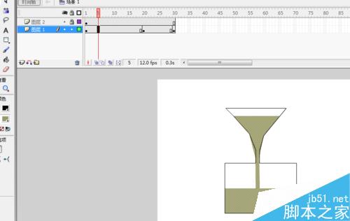 FLASH逐帧动画模拟漏斗中液体的流动7