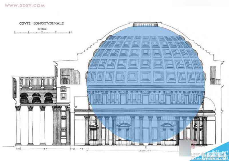 3ds Max创建罗马万神殿圆形穹顶建模2