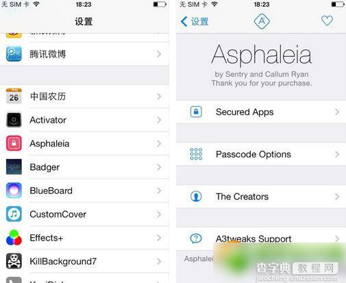 ios7 asphaleia插件设置教程 asphaleia破解步骤(附视频)3