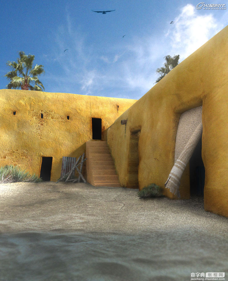 3DSMAX渲染沙漠里的屋子1