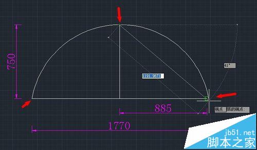 CAD已怎么更久弧长和直角边长画弧?9