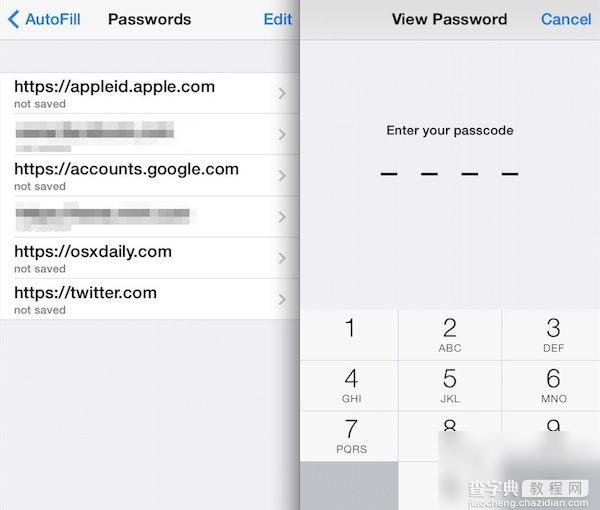 iPhone如何查看或删除Safari浏览器保存的网站密码3