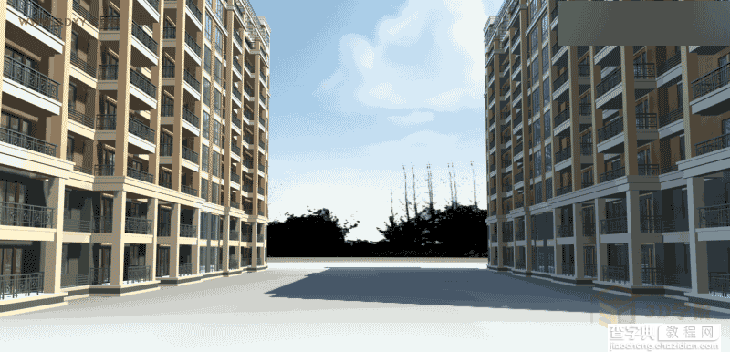 3DMAX给室外建筑楼房单体渲染效果日景教程22