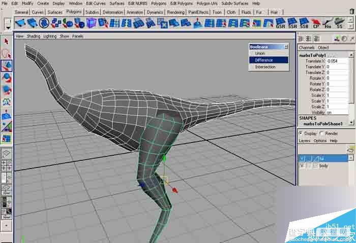 MAYA 7.0恐龙建模的方法和制作步骤介绍10