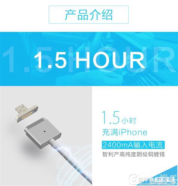 苹果iPhone盲吸充电线上线淘宝众筹 69元/1秒充电8