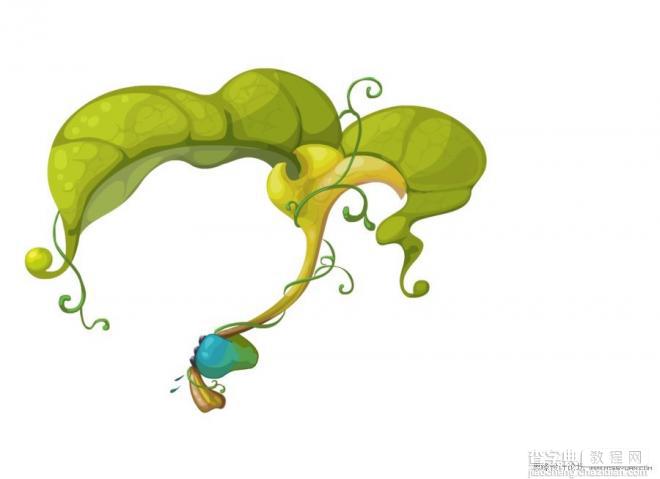 Flash矢量插图教程：绘制绿色的小龙与花的插画场景4