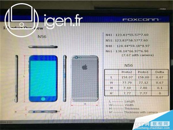 富士康泄露天机 4.7寸/5.5寸版本iPhone 6详细规格(尺寸、摄像头凸起)曝光1