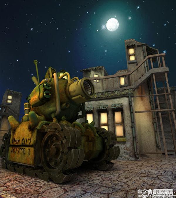 3DSMAX教程：利用3DSMAX制作夜空下可爱的卡通坦克1