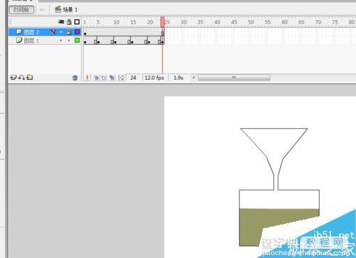 FLASH逐帧动画模拟漏斗中液体的流动10