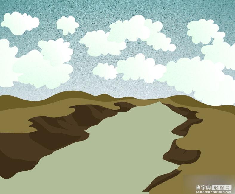 AI运用纹理绘制复古的山谷小溪风景插画12