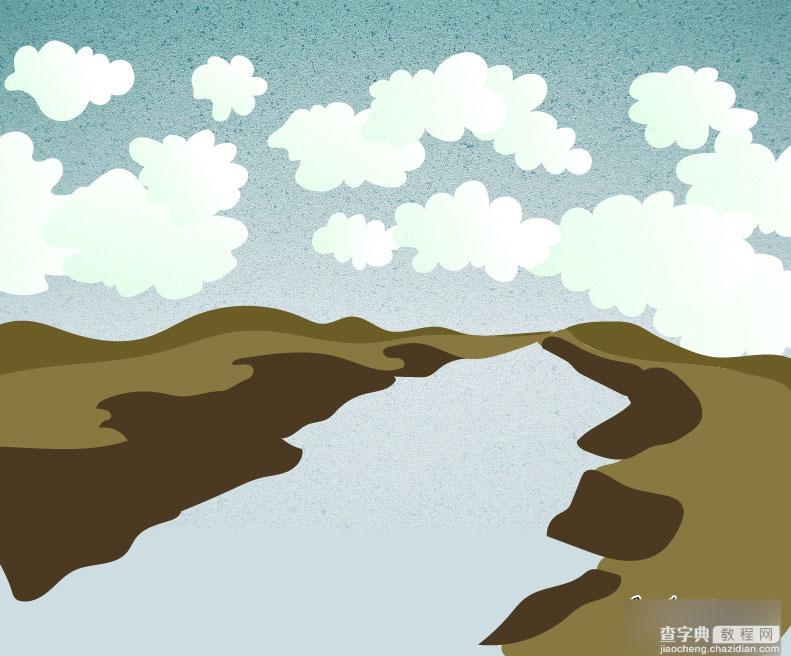 AI运用纹理绘制复古的山谷小溪风景插画10