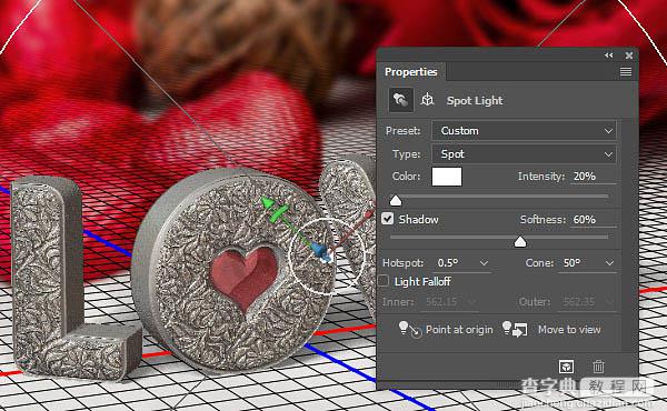 PS利用3D工具制作细腻的浮雕花纹立体字教程51