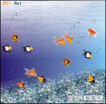 CorelDRAW(CDR)设计制作水族箱中正在游动的数只金鱼实例教程1