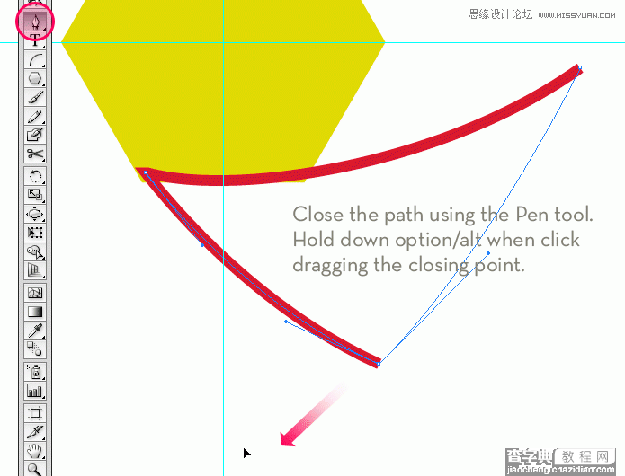 Illustrator实例教程：设计创意的快门红色形状标志7