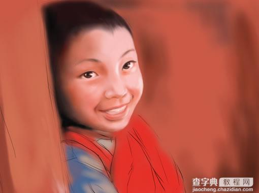 painter绘制可爱的藏族小男孩头部教程5
