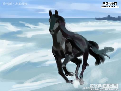 友基Corel Painter绘制海边奔马6