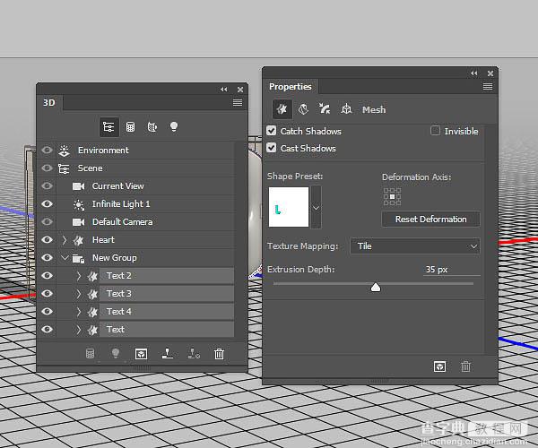 PS利用3D工具制作细腻的浮雕花纹立体字教程24