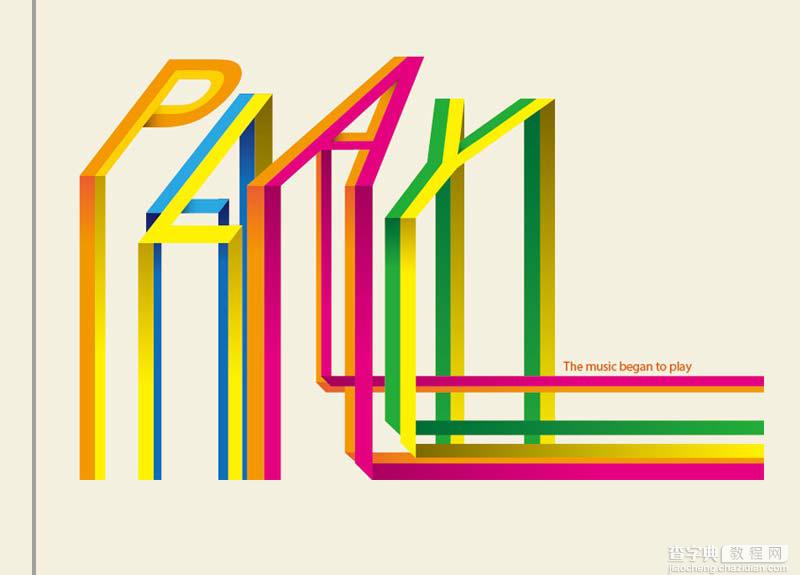 AI制作折纸效果的彩色线条文字16