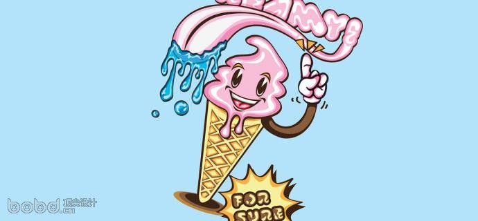 AI绘制可爱的卡通风格奶油冰淇淋海报1