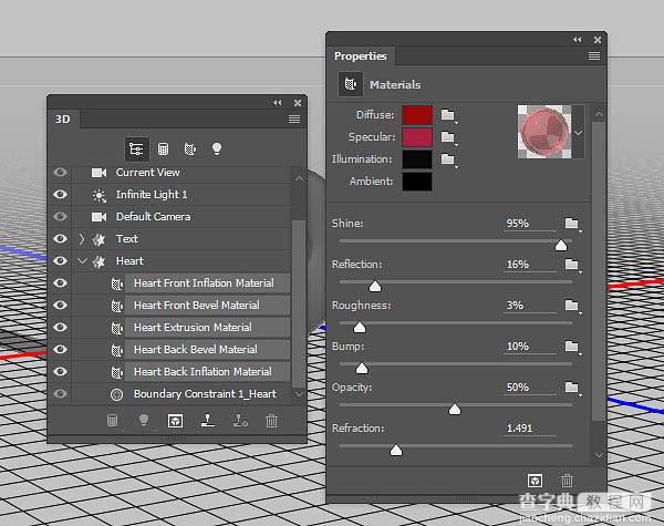 PS利用3D工具制作细腻的浮雕花纹立体字教程18