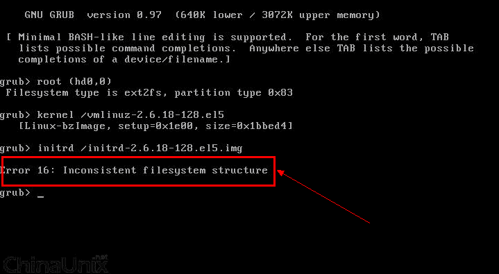 grub报错问题error 16 inconsistent filesystem structure解决方法1