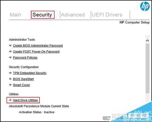 惠普台式机在UEFI BIOS中清除硬盘数据的方法1