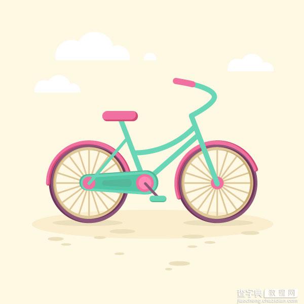 在AI中画一个可爱的平面儿童彩色自行车1