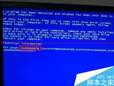 电脑设置bios后出现蓝屏代码0x000007B该怎么办？1
