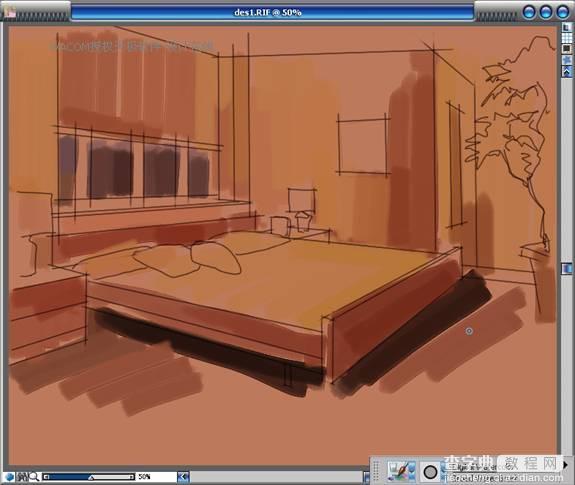 教你用painter绘制室内卧室效果图5