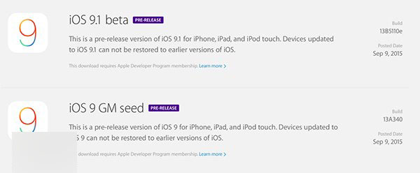 苹果iOS9 GM版官方固件下载地址大全(百度网盘补全中)1