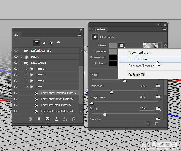 PS利用3D工具制作细腻的浮雕花纹立体字教程27